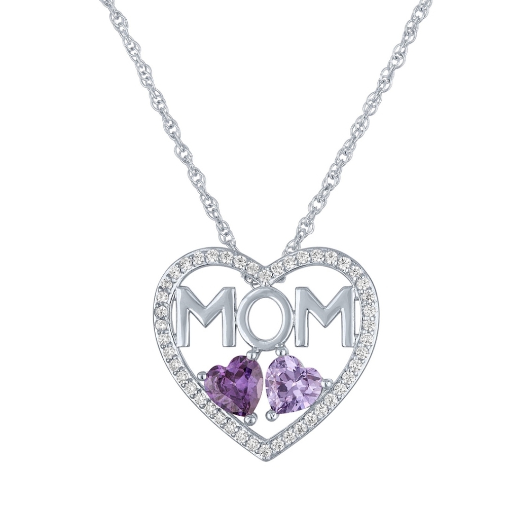 NIB Brillance Jewlrey Mother's Day Heart "MOM" 18 inch Necklace